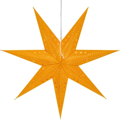 Produktbild von Sterntaler Dekostern | Weihnachtsstern Papier | Samt | Faltstern | 75cm | Innen | Glühbirne | Netzstecker, Farbe:gelb