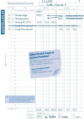 Produktbild von Formularbuch Kassenabrechnung A4 VE=5x2x50 Blatt mit Ausfüllhilfe
