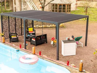 Image de Pergola bioclimatique 21.52m² gris anthracite - Habrita - PER36M60BI -