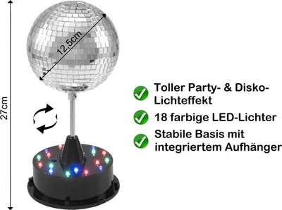 Image de Ensemble de boules à facettes sur pied à LED, hauteur 27 cm