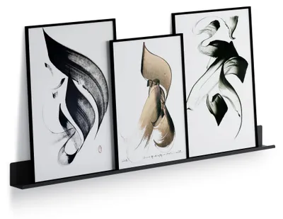Image de Étagère murale en métal, design élégant, idéale pour les photos et les livres - 90 x 6 cm - Noir