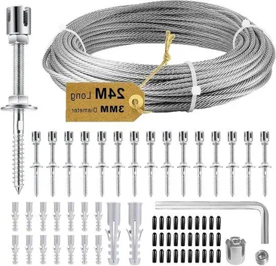 Immagine prodotto di Supporto metallico per piante - Rete metallica in acciaio inossidabile da 24 m x 3 mm con 16 ganci