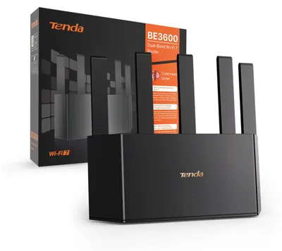 Produktbild von Tenda RE3L Wi-Fi 7 Router (BE3600 Dual-Band 2882Mbit/s 5GHz, 688Mbit/s 2,4GHz) Mesh WiFi, 3xGigabit WAN/LAN Ports, uneinstellbare vertikale Antennen, 4K-QAM, MLO, NFC, VPN, WPA3, App Steuerung