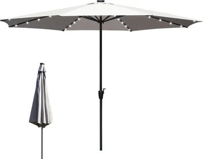 Produktbild von Faziango Sonnenschirm 3,5 m mit LED-Beleuchtung – Großer Gartenschirm für Terrasse & Garten, cremeweiß