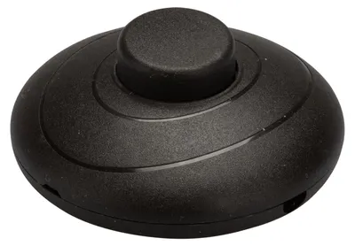 Produktbild von Rundfußschalter Druckschalter in schwarz 250V/2A Schnurzwischenschalter für 1-adrige