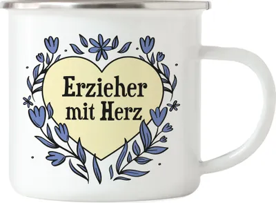 Produktbild von Erzieher mit Herz Emaille Tasse Geschenkidee Zum Danke Sagen Bester Erzieher