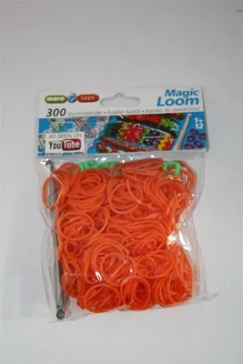 Produktbild von 65006 - Loom Bands orange, 300 Stk. + Häkelnadel & Clips