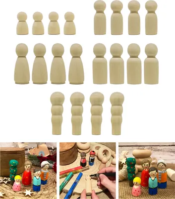 Produktbild von Oblique Unique 20 Holz Figuren zum Bemalen Holzdeko zum Basteln Spielen DIY Deko für Weihnachten Weihnachtsdeko Tischdeko