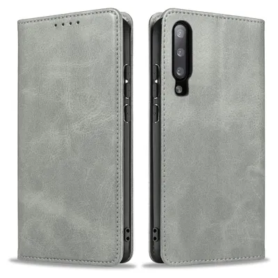 Produktbild von Handyhülle für Samsung Galaxy A70 / A70s Kunstleder Flip Cover Hülle Klapphülle Case Kartenfach Farbe: Grau