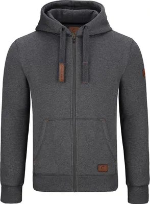 Produktbild von Warme GYMAMBA Sweatjacke Herren mit Lederpatches und Kapuze dunkelgrau