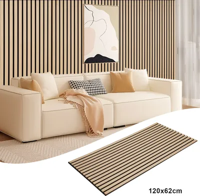 Produktbild von Aopunly Akustikpaneel Wandpaneel Moderne Wandpaneele  Akustik HolzwandHolz 1 Paneele MDF Wandpaneele 120x60x2.1cm Eichenholz