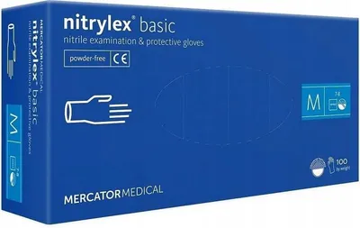 Produktbild von Nitrilhandschuhe Einweghandschuhe Nitril Handschuhe Textur blau MERCATOR Nitrylex Basic, Größe:M - 100 Stück