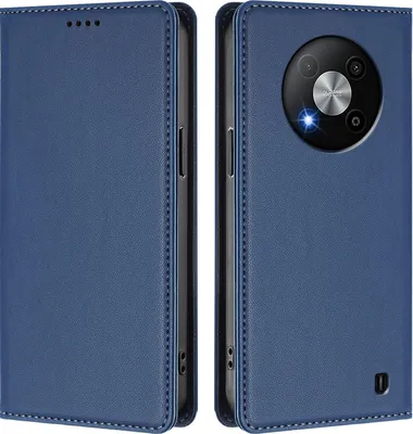 Image de Etui en cuir pour ZTE Blade A73 5G, étui magnétique en cuirPolyuréthaneavec support Bleu foncé