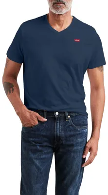 Image de T-shirt à col en V pour homme Levi's, modèle Original Housemark, couleur bleu marine, taille L