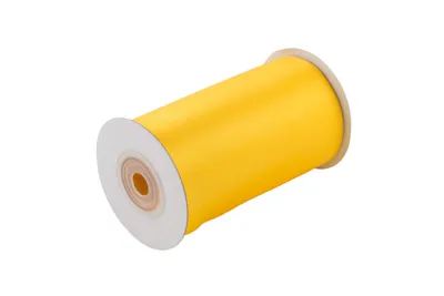 100mm breites, 10m langes, einseitig glänzendes gelbes Satinband auf Rolle. Perfekt für Bastelprojekte und Geschenkverpackungen