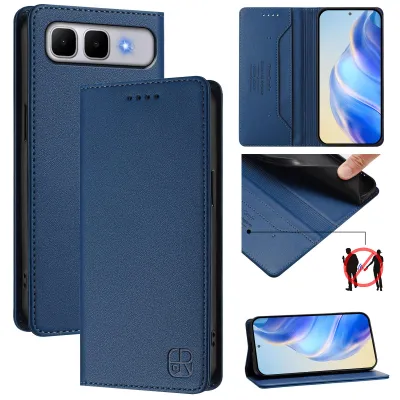 Produktbild von Lederhülle für Infinix Smart 10 Plus Hülle Flip Brieftasche Kartenfächern Ständer Schutzhülle Blau