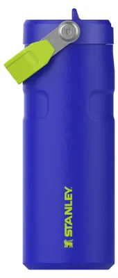 Image de STANLEY – Bouteille réutilisable avec paille rétractable, 0,47L – Bleu cobalt et vert chartreuse