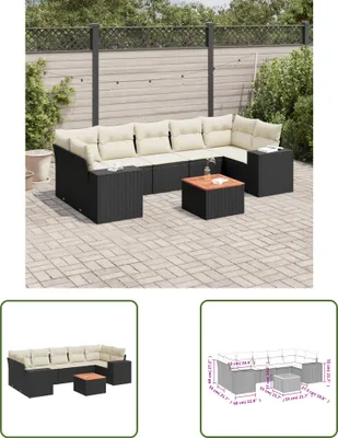 Produktbild von The Living Store 8-tlg. Garten-Sofagarnitur mit Kissen Schwarz Poly Rattan