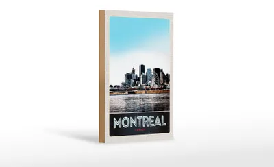 Produktbild von Holzschild Reise 12x18 cm Montreal Kanada Riesenrad Fluss Stadt