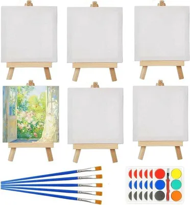 Produktbild von Kleine Malstaffelei Set Holz 10x10cm Dekoration
