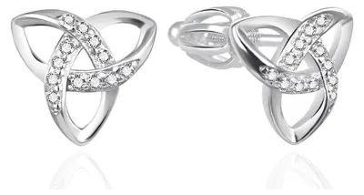 Image de Élégantes boucles d'oreilles en argent avec zircons AGT-E117SW
