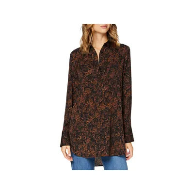 Produktbild von Comma Damen 85.899.11.1333 Bluse Schwarz Braun Kroko