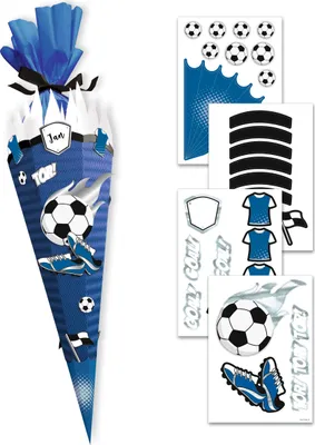 Produktbild von itenga DEKO-SET für SCHULTÜTE FUSSBALL blau weiß
