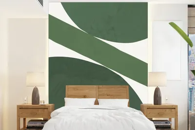 Obrázok produktu pre MuchoWow® fototapeta do obývačky alebo spálne tapeta vinylový motív tapeta abstraktná - zelená - tvary - biela - 175x240 cm - tapeta do spálne