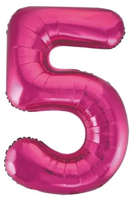 Produktbild von Unique Folienballon mit der Zahl 5, pink, ca. 86 cm, für Helium & Luft
