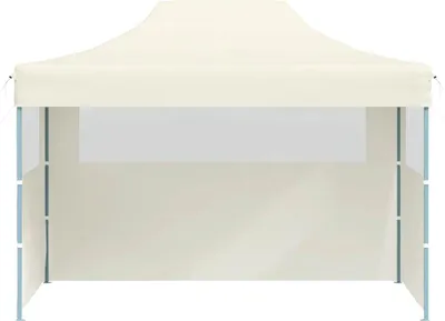 Image de vidaXL Tente de réception professionnelle Pliable avec 3 parois latérales 3×4m Acier Crème