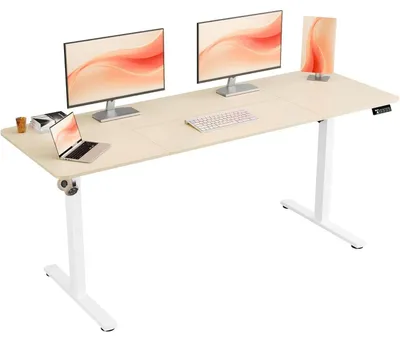 Produktbild von Elektrischer höhenverstellbarer Schreibtisch 170x60cm Weiß Gestell Eiche Tischplatte