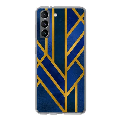 Produktbild von MuchoWow® Handyhülle Schutzhülle Hülle für Samsung Galaxy S21 Gold - Blau - Luxus Silikon Softcase Handy Hülle - Softcase