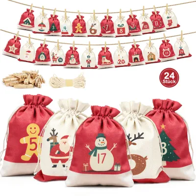 Produktbild von Adventskalender zum Befüllen Stoff Weihnachtskalender 2025 - Adventskalender Säckchen Selber Befüllen 24 Stück