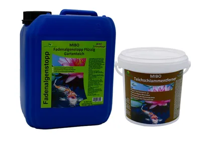 Produktbild von MIBO Teichpflege Gartenteich Fadenalgenstopp Flüssig & Teichschlammentferner
