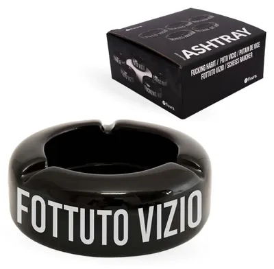 Image de FISURA - Cendrier noir avec le message "Fott*to Vizio". Cendrier original