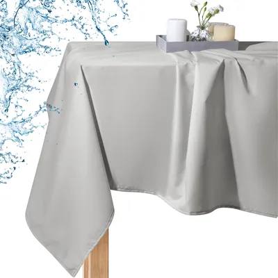 Produktbild von Fleckenabweisende Gartentischdecke 140X180, Wasserdichte Terrasse, Balkon, Aussen, Grau