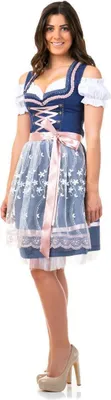 Produktbild von Dirndl Trachtenkleid Damen Sarah  Blau 3.Tlg 50