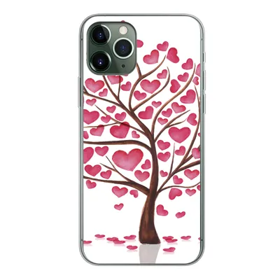 Produktbild von MuchoWow® Handyhülle Schutzhülle Hülle für iPhone 11 Pro Eine Illustration eines Baumes mit Herzen Silikon Softcase Handy Hülle - Handy