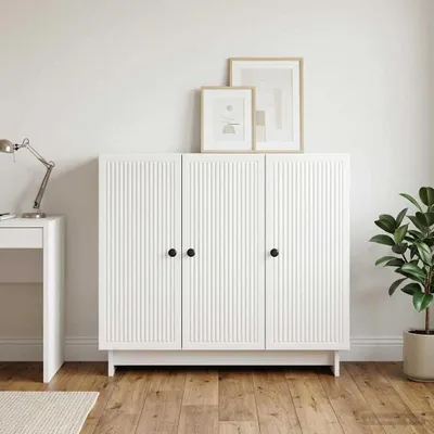 Produktbild von vidaXL Sideboard Hochglanz Weiß 89 x 34,5 x 80 cm Holzwerkstoff
