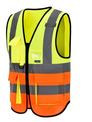 Immagine prodotto di Gilet di sicurezza con cerniera, alta visibilità, tasche per cellulare e documenti, colore giallo/arancione, taglia S