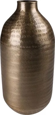 Produktbild von INNA-Glas Dekoflasche Metallvase SOLANYI, Gemustert, Gold, 33 cm, Ø 15 cm - Deko Vase