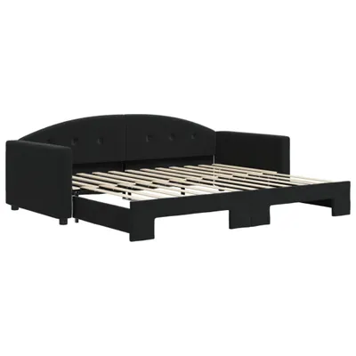 Image de vidaXL Lit de jour extensible noir 90x200 cm velours