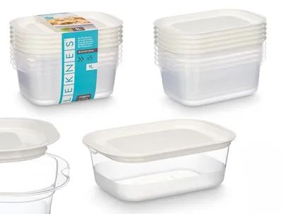 5 luftdichte Kunststoffbehälter 1 l transparent stapelbar