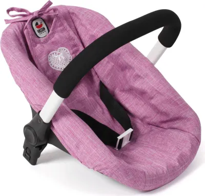 Produktbild von Bayer Chic 2000 Puppen-Autositz & Babyschale | Mit Puppenwagen-Adapter, Anschnallgurt & Lätzchen | Für Kinder von 3-8 Jahren, Jeans pink
