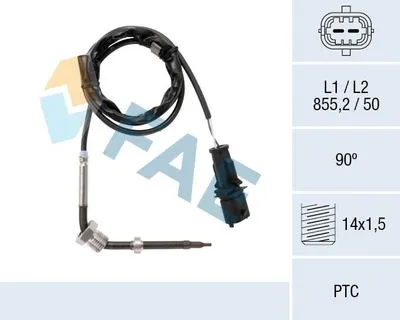 Produktbild von FAE 68086 Abgastemperatursensor für FIAT Doblo Cargo (223) M14x1,5 855mm
