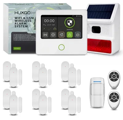 Produktbild von HUXGO Alarmanlage WLAN GSM 4G Set Solar Sirene 1x Bewegungsmelder 12x Türsensor