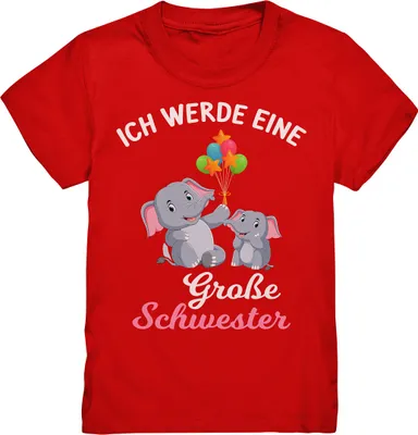 Produktbild von Große Schwester T-Shirt Elefant Große Schwester Geschenk – Red / 110/116 (5-6)