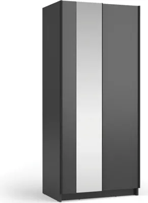Image de Armoire LYSIA 80 cm noir mat – 2 portes coulissantes avec miroir
