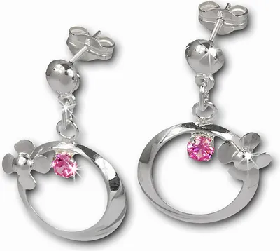 Produktbild von SilberDream Ohrstecker Damen Silber rosa Blütenring Zirkonia Ohrringe SDO547A