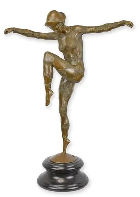 Productafbeelding van Bronzen Beeld Van Een Harlekijn Danseres